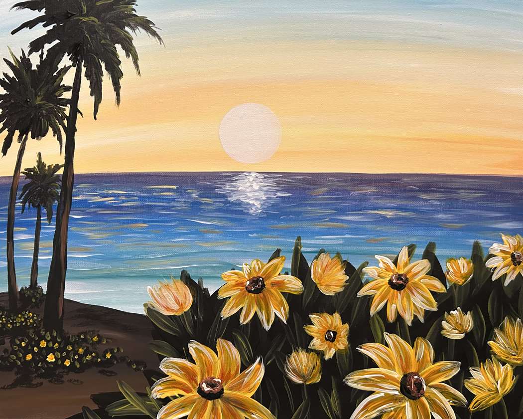 Ocean Sunset Paint and Sip Class 2
