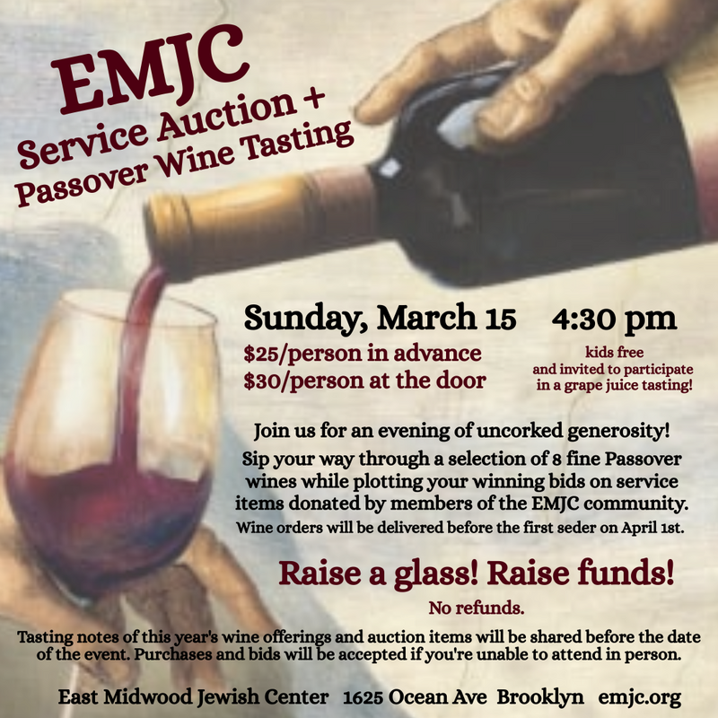 Service Auction + Passover Wine Tasting 1