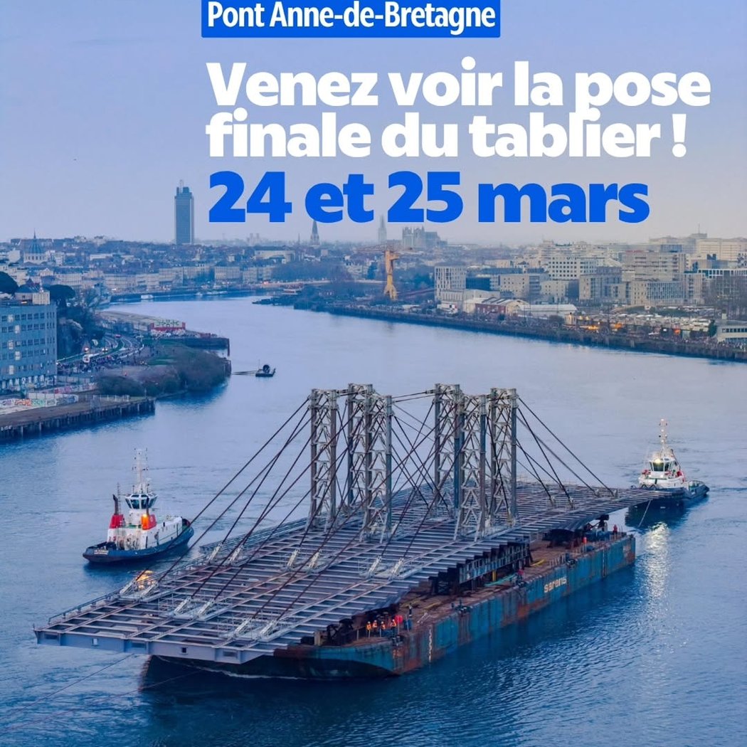 Pose finale du tablier du pont Anne-de-Bretagne 1