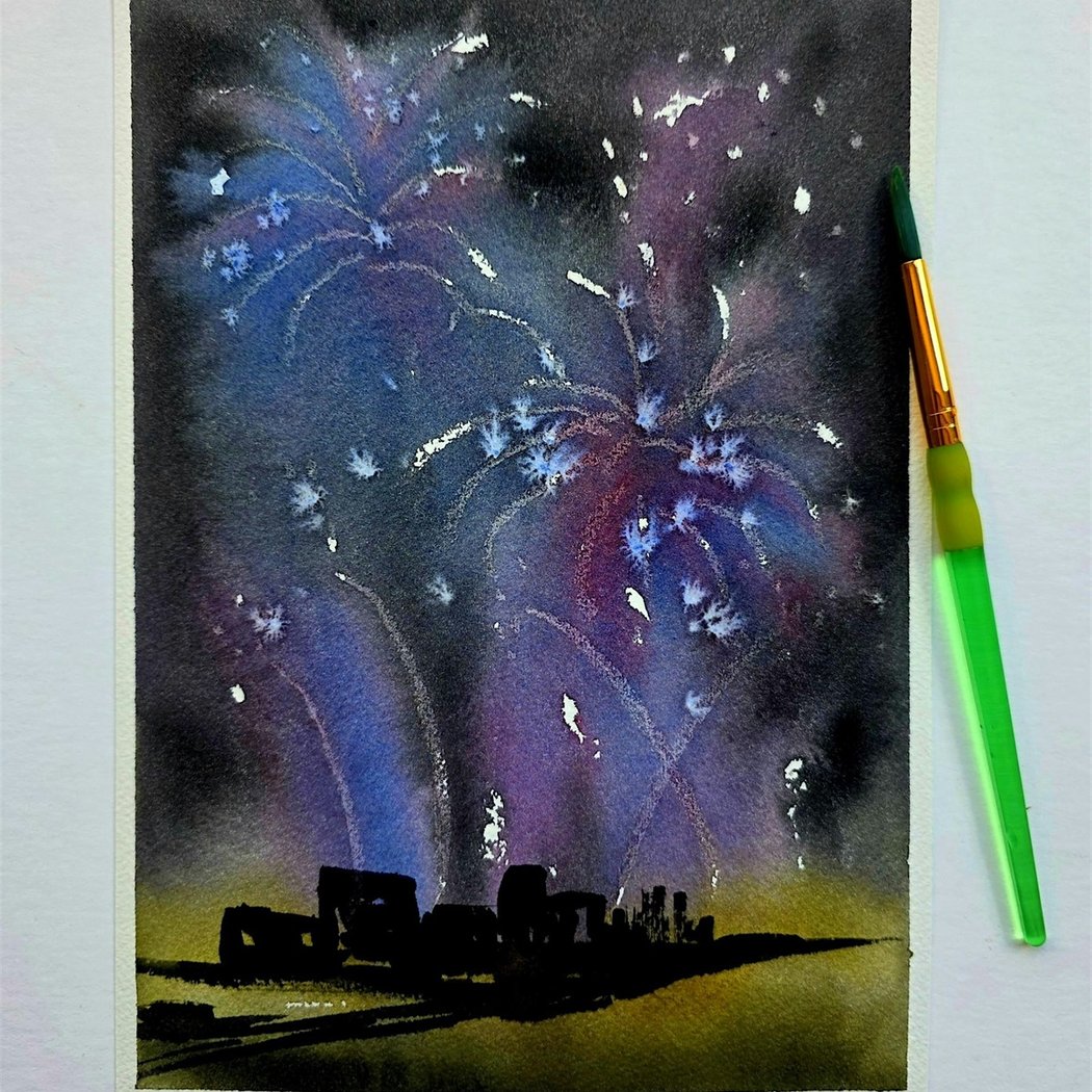 Watercolors: Fourth of July Fireworks 1