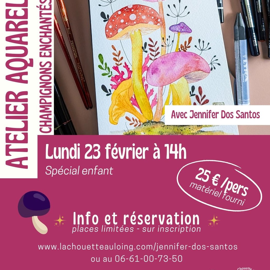 Atelier Aquarelle Enfant Champignons enchantés avec Jennifer Dos Santos 1