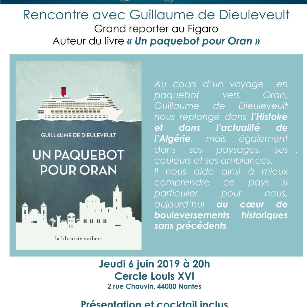 Rencontre littéraire organisée par le cercle Louis XVI avec Guillaume de Dieuleveult 1