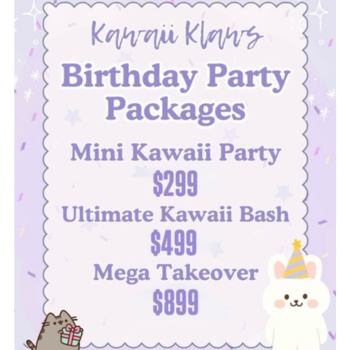 Kawaii Klaws Birthday Packages 1