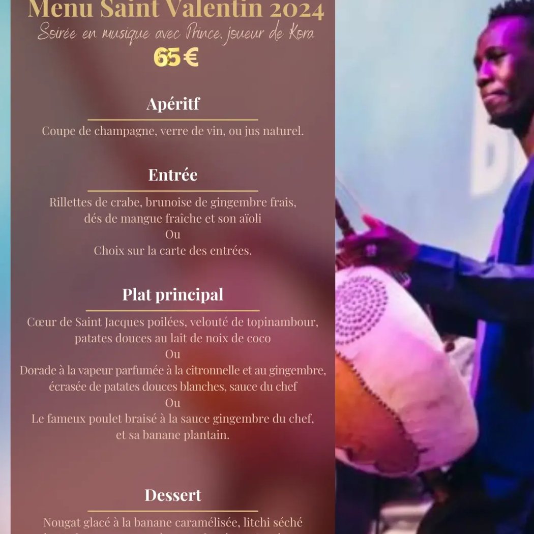 Menu Saint Valentin 2024 avec Prince, joueur de Kora 1