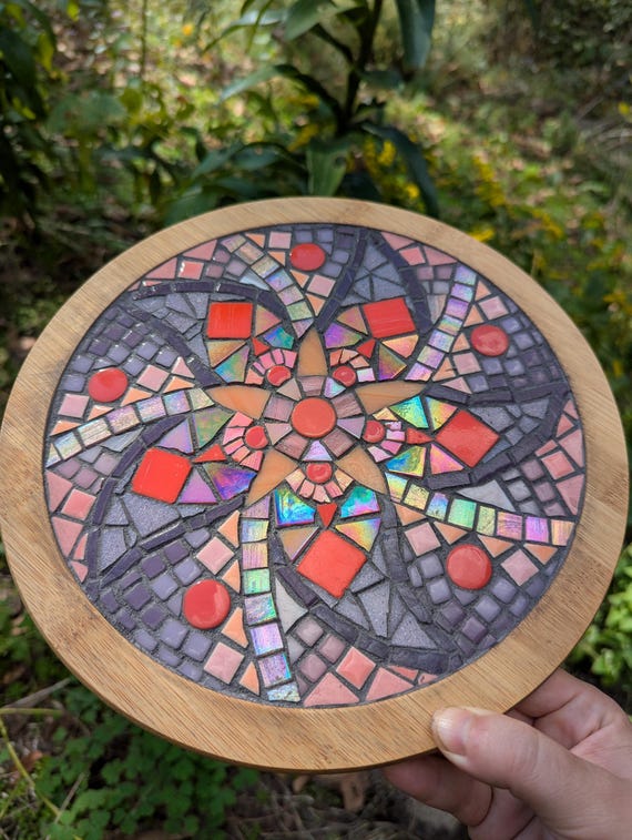 Glass Mosaics Wooden Lazy Susan 4