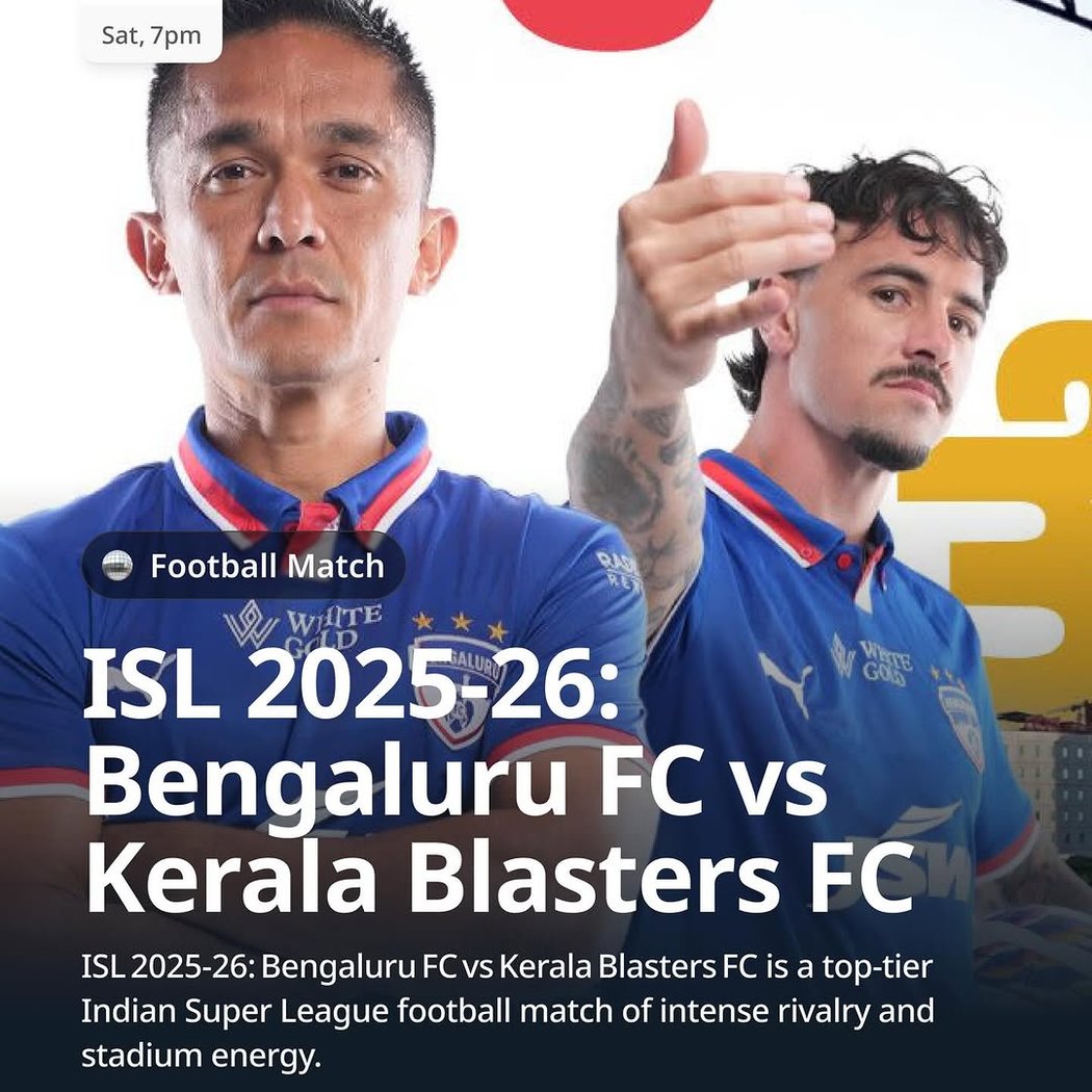 ISL 2025-26: Bengaluru FC vs Kerala Blasters FC 1