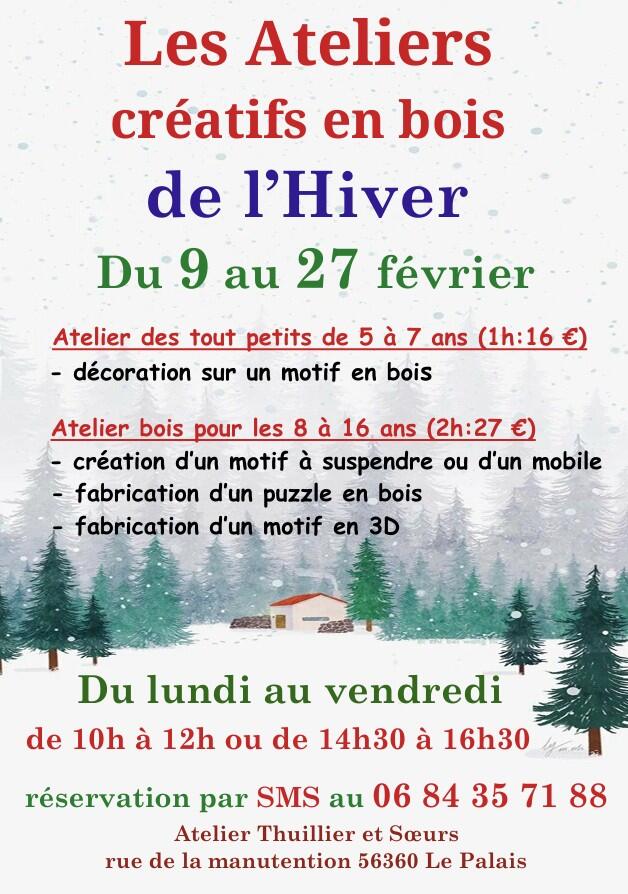Les Ateliers créatifs de l’hiver : Atelier bois (8 – 16 ans) 1
