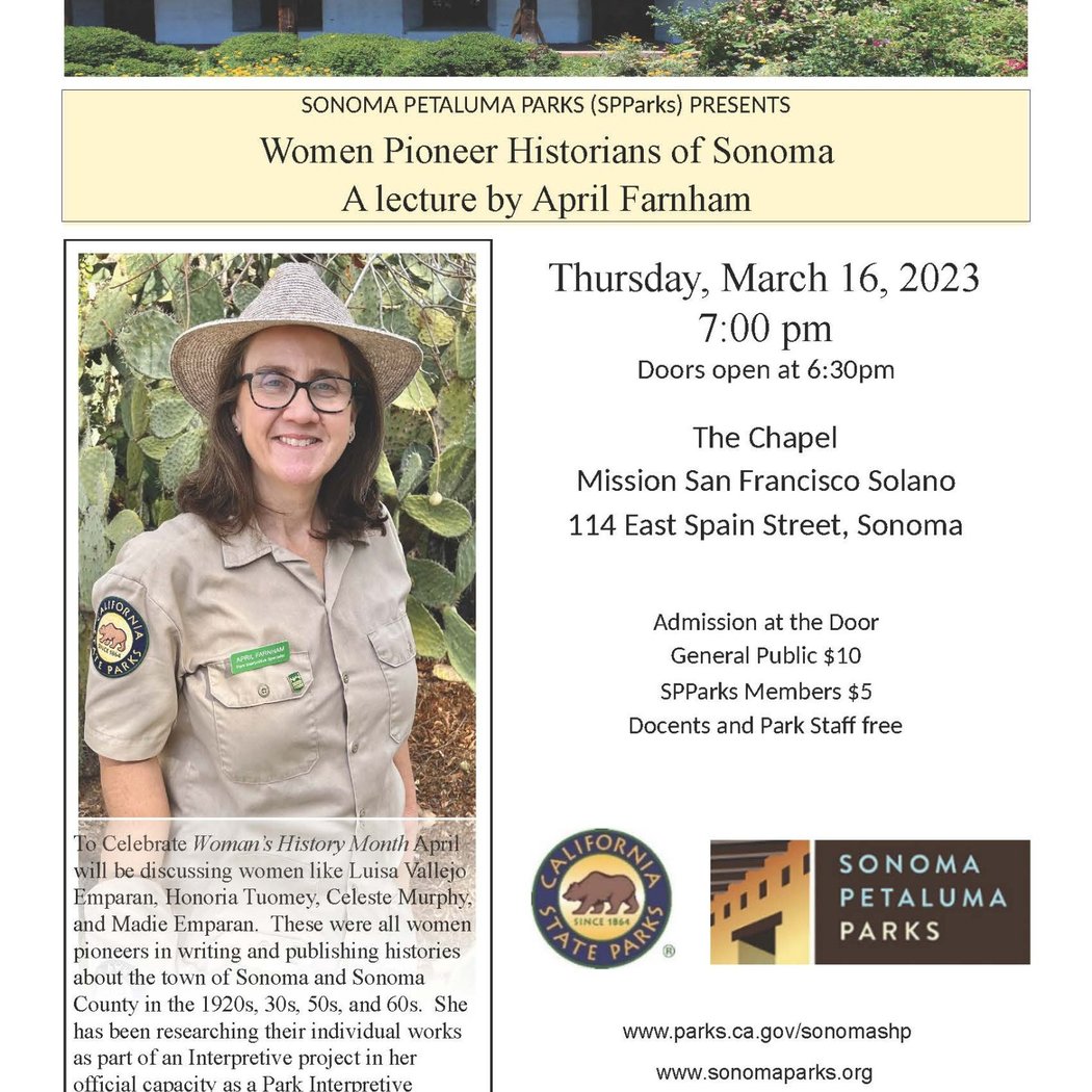 Lecture – Women Pioneer Historians of Sonoma 1
