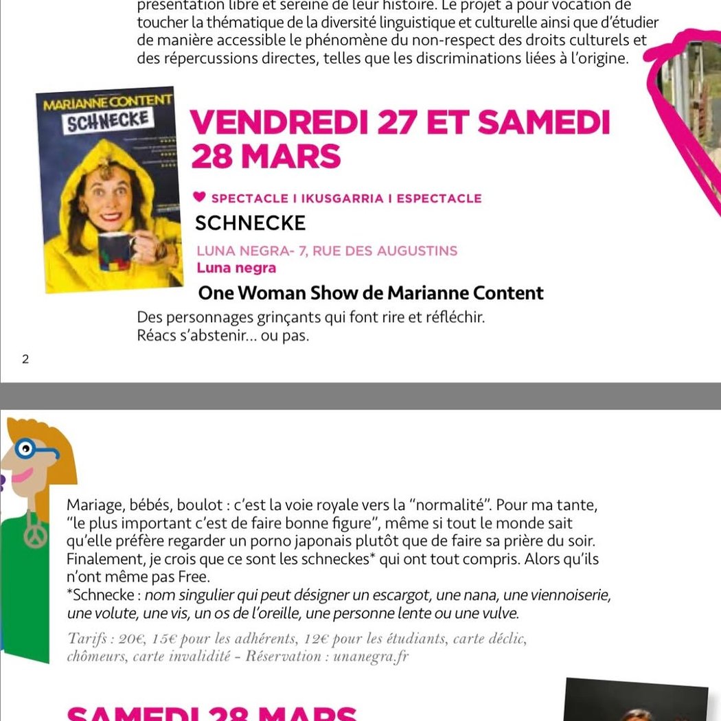 SCHNECKE – MARIANNE CONTENT – One Woman Show 1