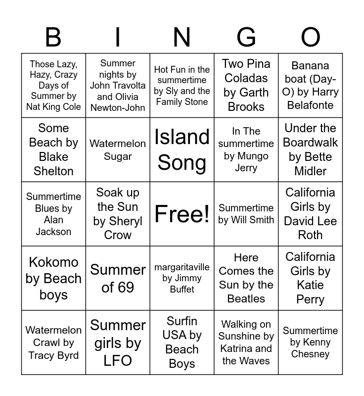 July Music Bingo 3