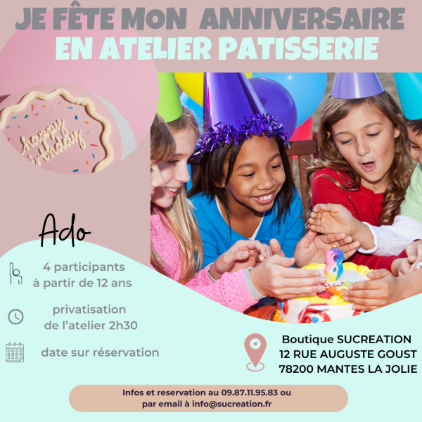 Je fête mon anniversaire en atelier pâtisserie - FORFAIT 4 ADOS 1