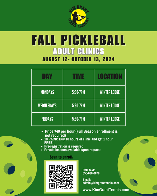 Fall Pickleball Clinics 1