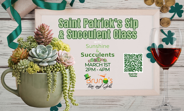 St. Patty’s Themed Sip & Succulent Arrangement Class 1