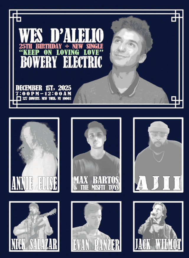 Wes D'Alelio • Ajii • Max Bartos & The Misfit Toys • Annie Elise • Jack Wilmot • Evan Panzer • Nick Salazar 1