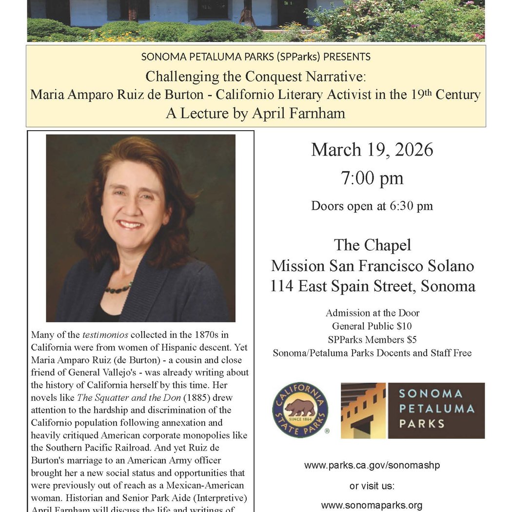Lecture: April Farnham – Challenging the Conquest Narrative: Maria Amparo Ruiz de Burton – Californio Literary Activist in the 19th Century 1