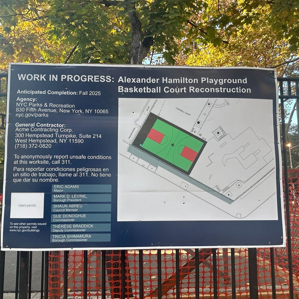 Renovations at Alexander Hamilton Playground Basketball Court 1