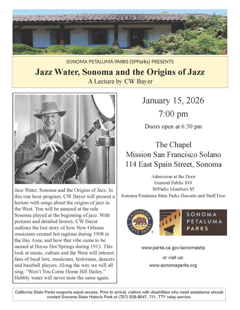 Lecture: CW Bayer – Jazz Water, Sonoma and the Origins of Jazz 1