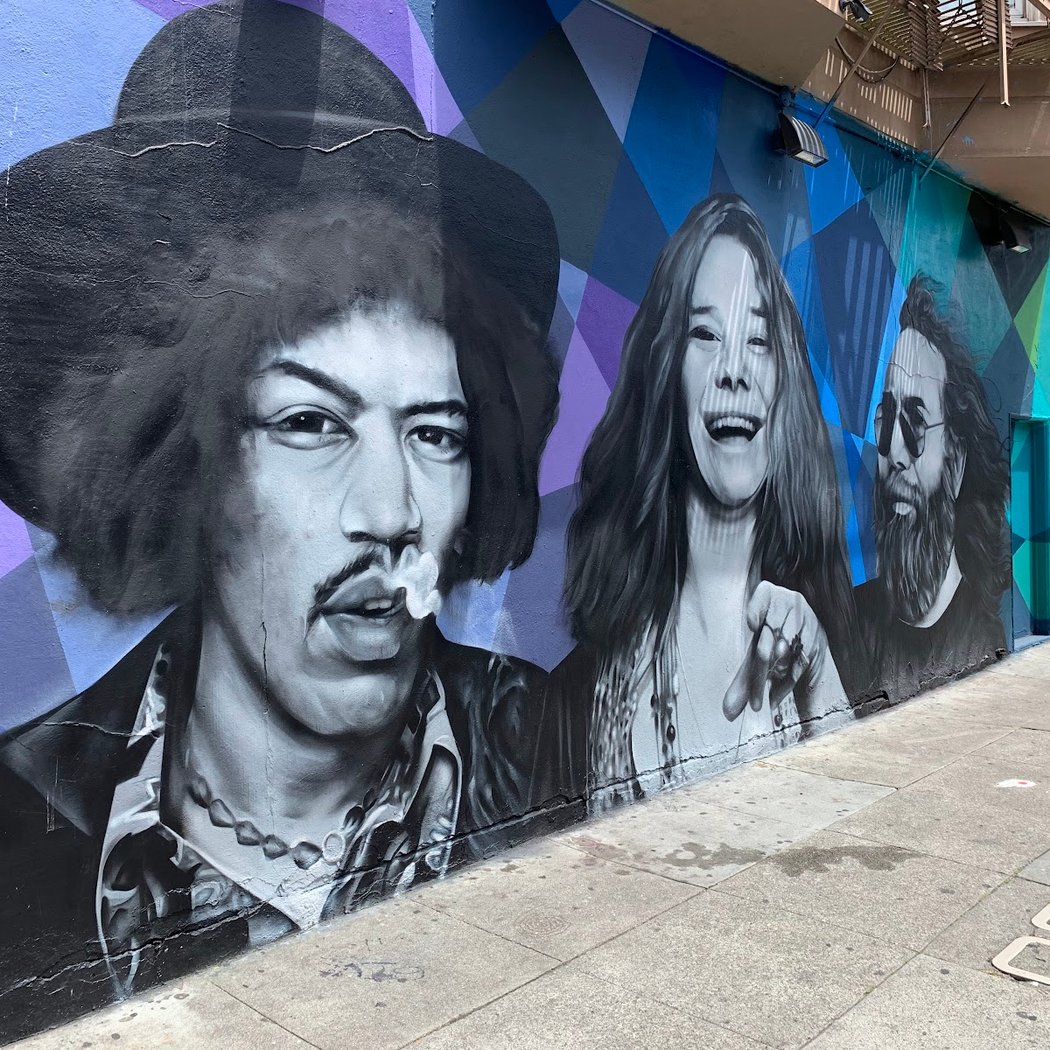 Jimmy Hendrix, Janis Joplin and Jerry Garcia Mural 1