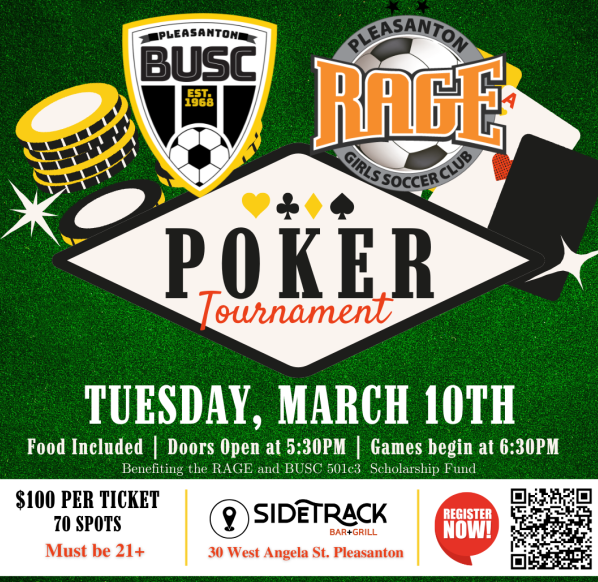 Poker Tournament: Ballistic United & RAGE Soccer Scholarship Fundraiser 1