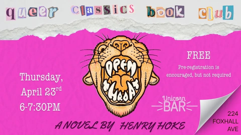 Queer Classics Book Club: "Open Throat" by Henry Hoke 1