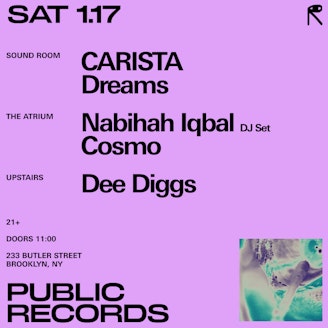 CARISTA + Dreams / Nabihah Iqbal [DJ] + Cosmo / Dee Diggs 1