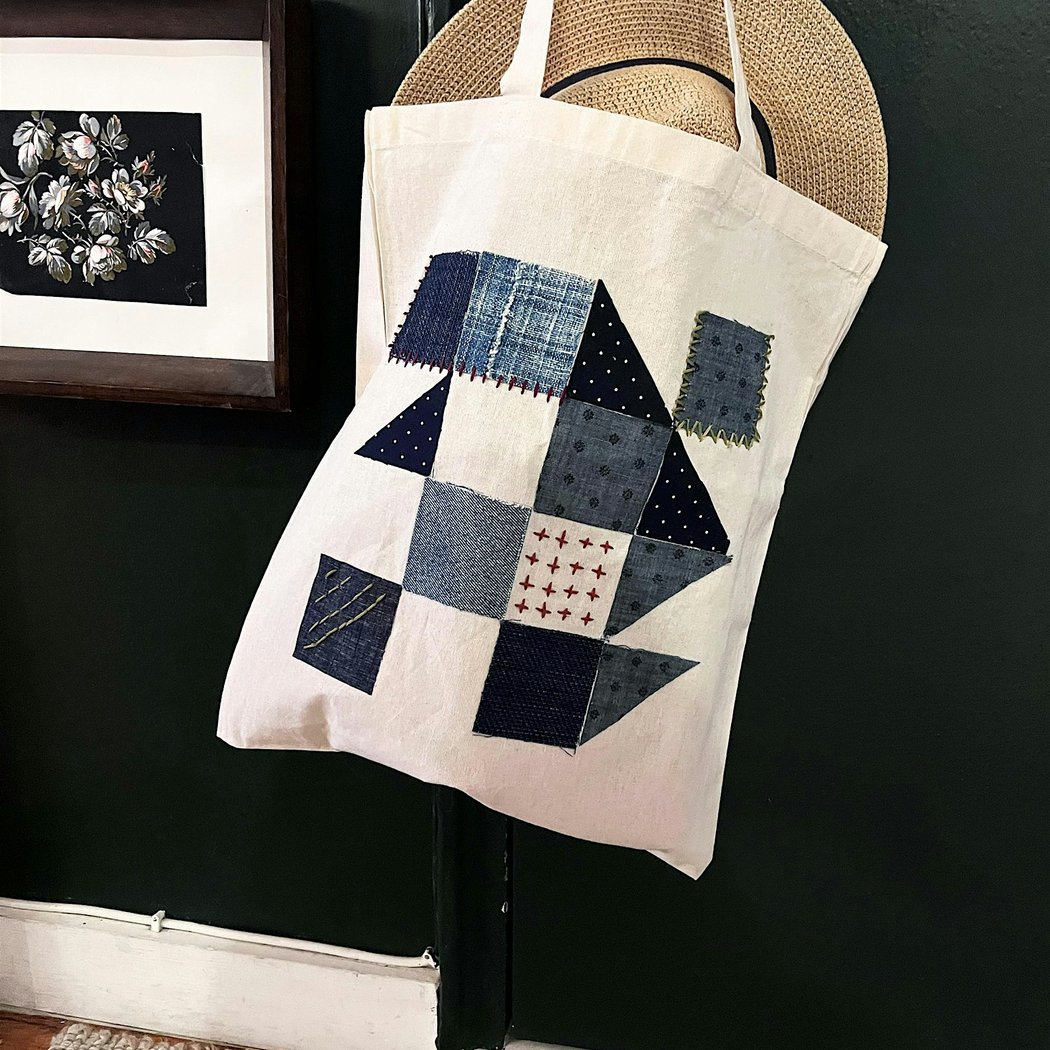 No-Sew Patchwork & Stitch on Totes or Pillows! 1