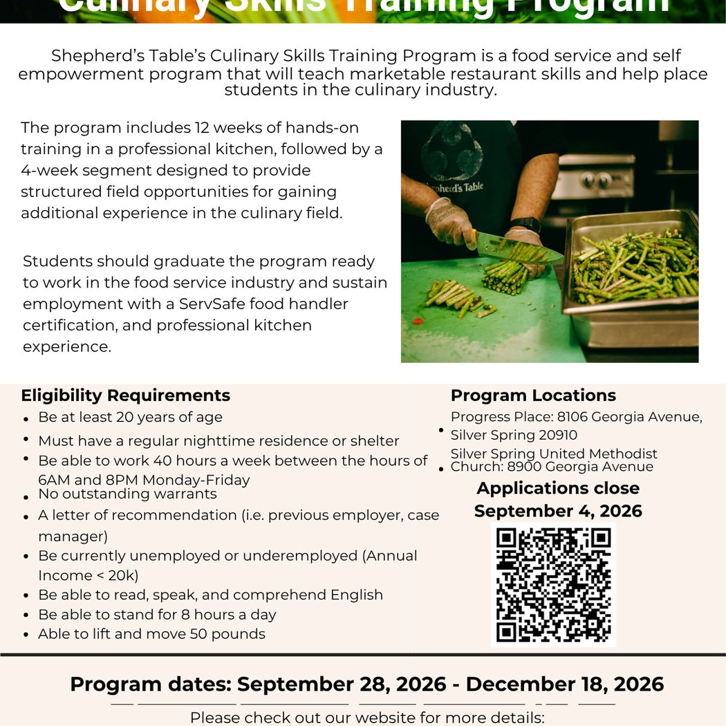 Culinary Skills Training Program Fall 2026 cohort 1