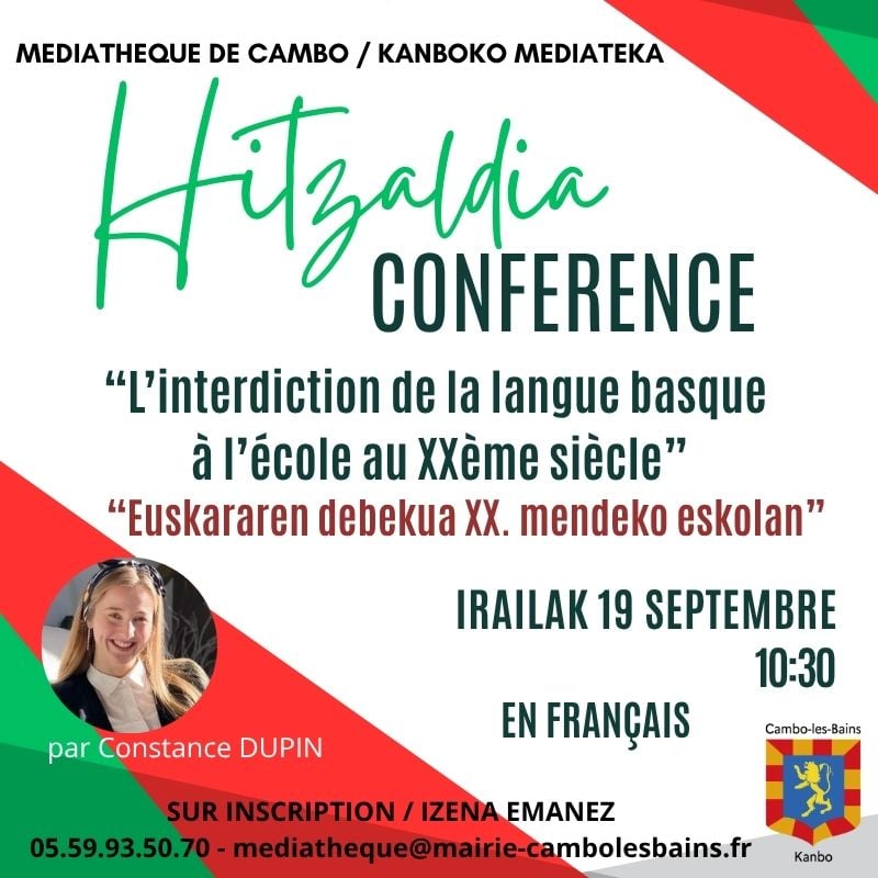 Conférence "L'interdiction de la langue basque à l'école au XXème siècle"