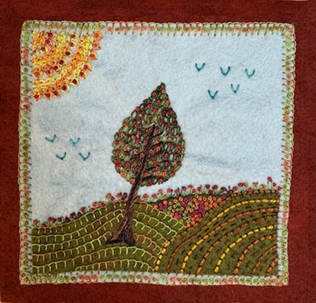 Stitching a Landscape on Felt 1