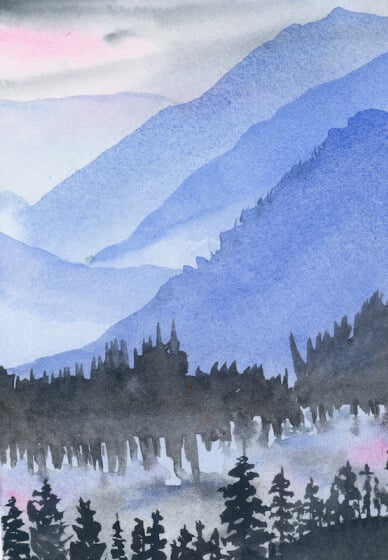 Mindful Mountain Landscape Watercolor Workshop 1