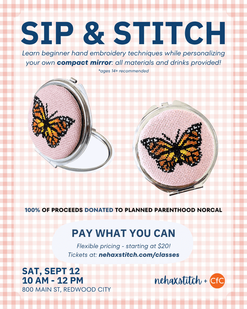 Sip & Stitch: Make Your Own Embroidered Compact Mirror 1