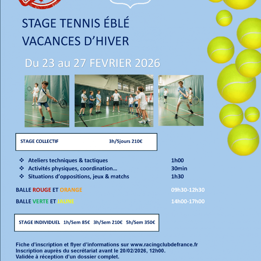 Stage tennis et multi-activités vacances d'hiver 1