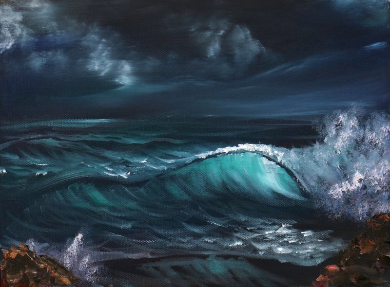 Wave at Night in Oil Paint Workshop 2