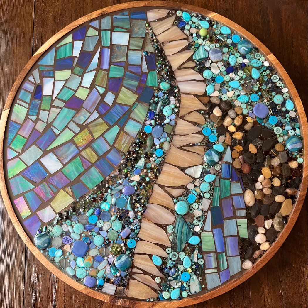 Glass Mosaics Wooden Lazy Susan 3