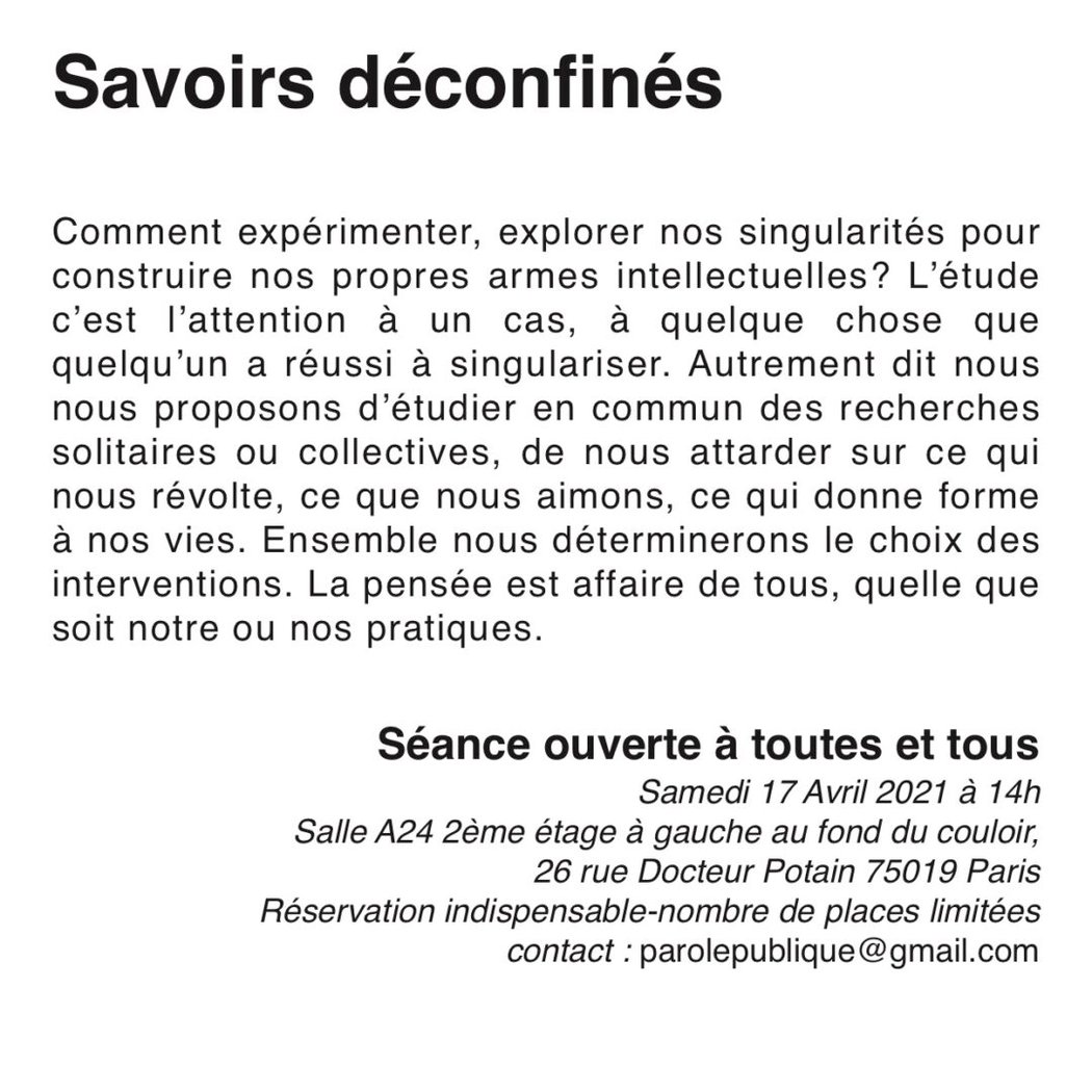 Savoirs Déconfinés – Atelier de travail 1