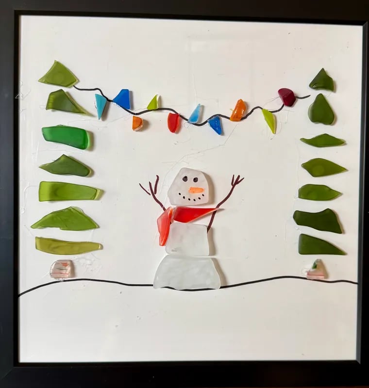 Sea Glass Framed Winter Scene - A Unique Holiday Adventure 1