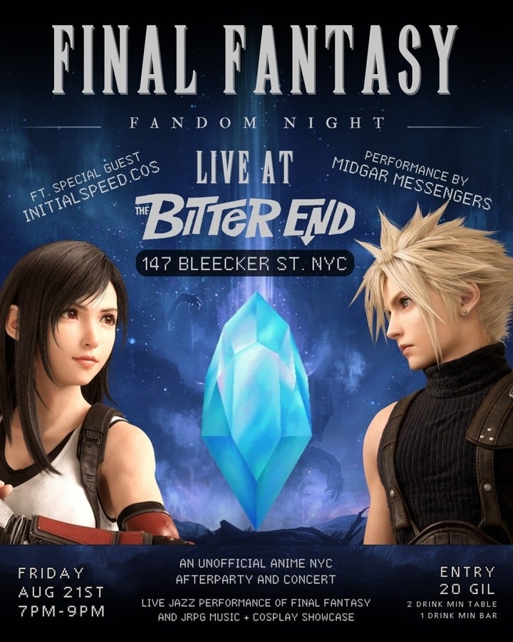 Final Fantasy Fandom Night : An Unofficial Anime NYC Afterparty & Concert with Midgar Mess