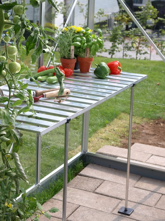 Vitavia silver folding greenhouse staging folded flat