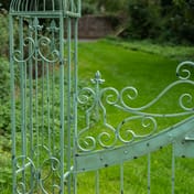 Antiqued Green Vintage Metal Garden Arch with Gates - View 2