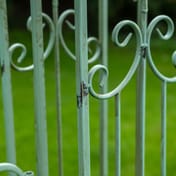Antiqued Green Vintage Metal Garden Arch with Gates - View 3
