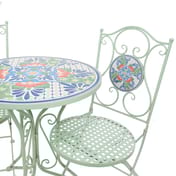 Rhone Green Metal Bistro Set with Floral Mosaic Pattern