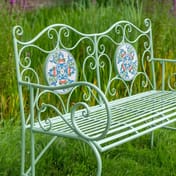 Rhone Garden Bench with Floral Mosaic Pattern Green