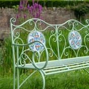 Rhone-Metal-Garden-Bench-with-Floral-Mosaic-Pattern-Green
