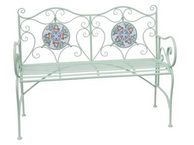 Rhone Metal Garden Bench with Floral Mosaic period garden bench