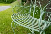 Hawkeshead Curved Metal Bench in Green