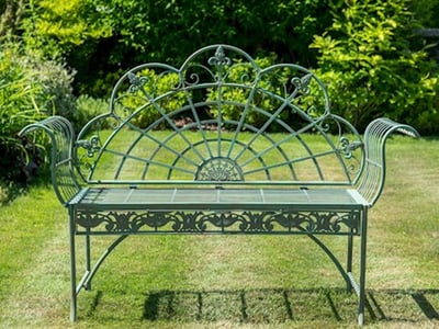 Dove Tail Antique Green Metal Garden Bench period garden bench