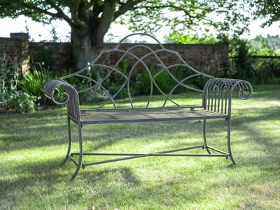 Mayfair Grey Metal Garden Bench period garden bench