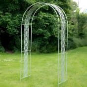 Streamline Moderne Metal Garden Arch in Sage Green