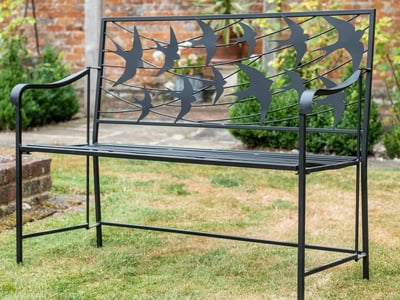 Swallow Black Metal Garden Bench period garden bench