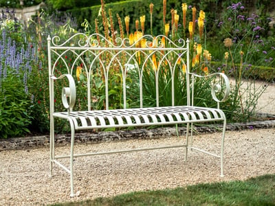 Revival Cream Metal Garden Bench period garden bench